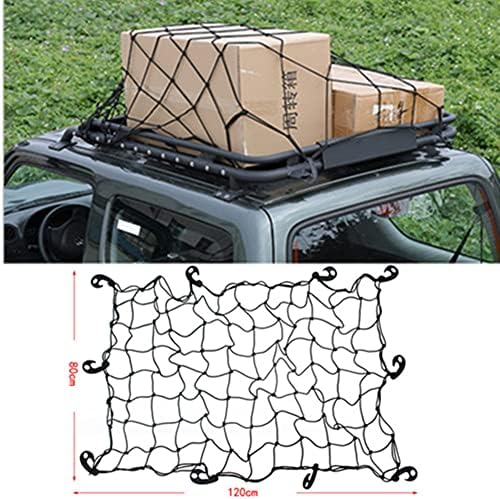 Rede de carga de telhado de carro kashaipu para SUVs, coleta, rede de rede de carga elástica com 10 ganchos