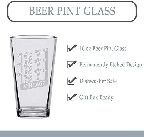 Veracco1971 1971 1971 Vintage Beer Glass Pint 50º presente de aniversário para ele quarenta e fabulosos