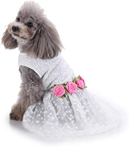 Floralby Lace Rose Flower Puppy Dog Princess Dress Summer Summer Festa de roupas de cachorro roupas