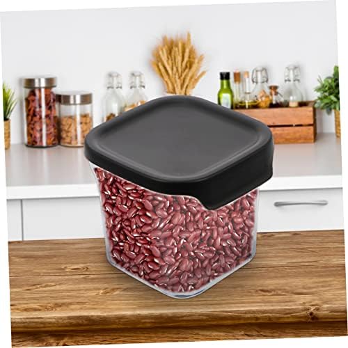 YARNOW 2PCS preservação de alimentos Jar recipiente de cereal Jelly Jelly Cozinha Recipiente de alimentos plástico com capa preto Conjunto