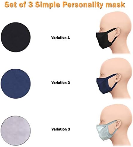Máscara facial de algodão -Tabela de tecido reutilizável Protetora Conjunto de 3 peças, lavável e respirável