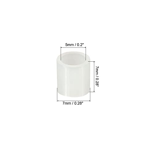 Lavadora de espaçador redondo Patikil, 200 pacote nylon 5mm Id x 7mm od x 7mm L para parafusos m5 bloco 3d de tv mounting de montagem em parede elétrica, branco