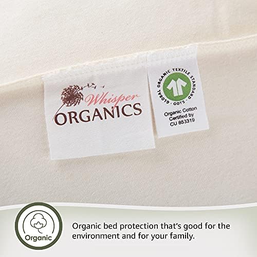 Whisper Organics Protetor de colchão orgânico à prova d'água - Capas de colchões de berço - Gots & Fairtrade Certificado Orgânico - Breatável - Cor Branca, 52x28x9 polegadas