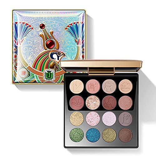 Zeesea Egypt Eyeshadow Palette Pyramiad Collection, Matte Shimmer Glitter Blendable High Pigmented 16