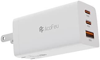 ACOFEU PD 65W Bloco de carregador USB C GAN, 3 portas de carregamento rápido, USB um carregador de parede