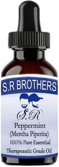 S.R Brothers Peppermint Pure e Natural Terapeautic Grade Essential Oil com conta -gotas 100ml