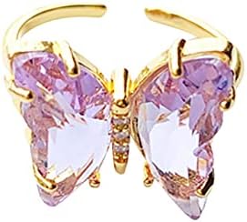 2023 Novo anel de borboleta de cobre Luxo Abertura de diamante anel de diamante Crystal estéreo anéis dedo indicador para mulheres