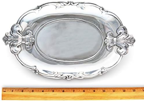 Arthur Court Projeta Fleur-de-Lis oval de alumínio de 13 polegadas x 8 polegadas