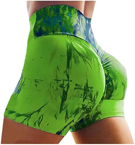 Treino de mototeador shorts femininos tie scrunch shorts shorts de treino sem costura de cintura alta ioga calça de ginástica curta