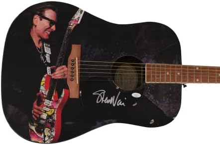 Steve Vai assinou autógrafo em tamanho grande, guitarra acústica de Gibson Epiphone, de James Spence