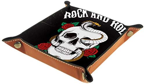 Lyetny Rock and Roll Skull Organizer Bandeja Caixa de armazenamento Caddy Bandeja de desktop Alterar a carteira