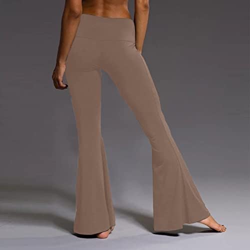 Calça de ioga petite curto com bolsos calças palazz yoga bell calça calças de fundo de fundo de largura feminina