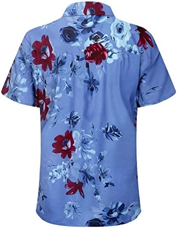 Bloups for Women Button Up Lapela Pescoço de manga curta Camisetas gráficas de impressão floral gráfica Tops de verão Casual casual camisa