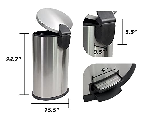 Keavy 10,5 galões de lixo pode aço inoxidável oval de cozinha lixo