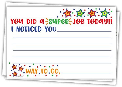 Super Job - Notas de professores para os pais - Cartões de incentivo em sala de aula para enviar para casa - Cartões de bom comportamento motivacionais [Pacote de 50]