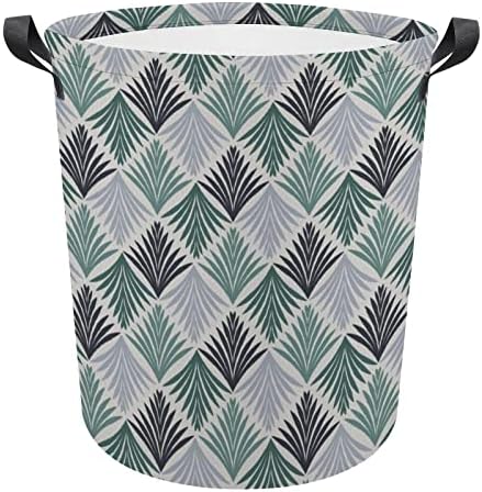 Carcoal de cesta de lavanderia, padrões cinza e verde cesto de lavanderia com alças cesto dobrável Saco de