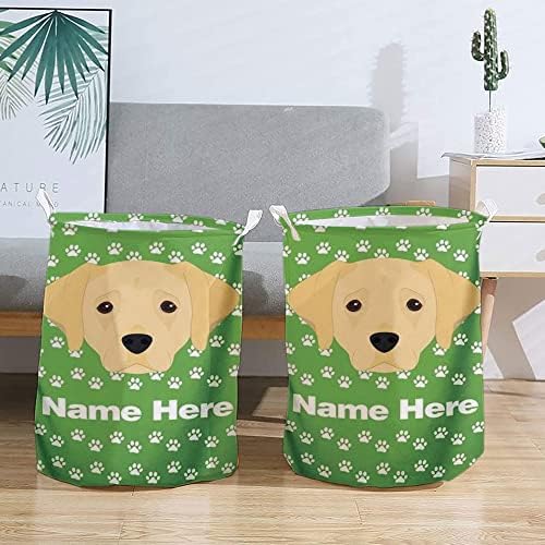Cão de cor verde com impressão de pata Hampers personalizados cestos de roupa personalizados com nome, cesto