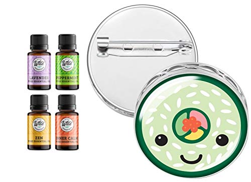 Wild Essentials Sushi Roll Pin difusor de óleo essencial, conjunto de presentes de broche, aromaterapia, pingente