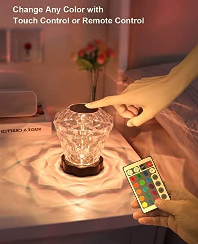 Lâmpada de cristal nofaner, lâmpada de mesa de cristal de controle de toque com controle remoto 16