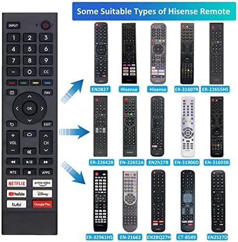 Erf3J80H Substituição Hissense TV Remoto ajuste para Hissense Universal Remote 4K UHD Android Smart TV