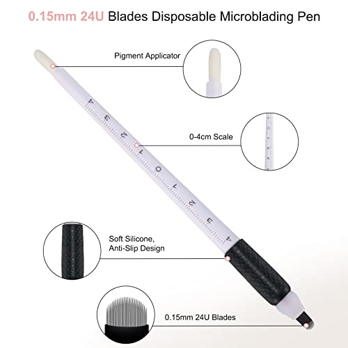 5pcs Disponível de microblading Ferramenta U24 Nano Blade 0,15mm com Aplicador de Escala e Esponja