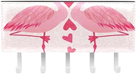 Ganchos de parede Guerotkr, ganchos pegajosos, ganchos adesivos para pendurar, animal rosa Flamingo Love Heart