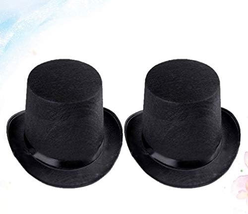 Nuobesty 2pcs preto feltro chapé os chapéus magicocos chapéus de festa engraçados para homens e mulheres