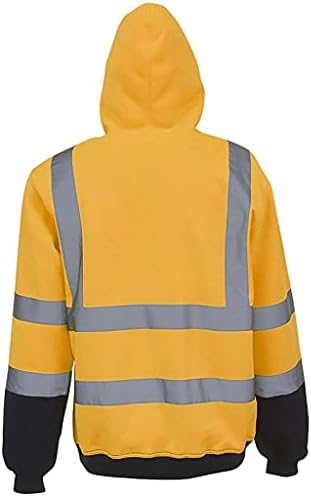 XXBR MEN's Road Work Hoodies, Capuz de pulôver de cordão Alta visibilidade Pullover de mangas compridas com
