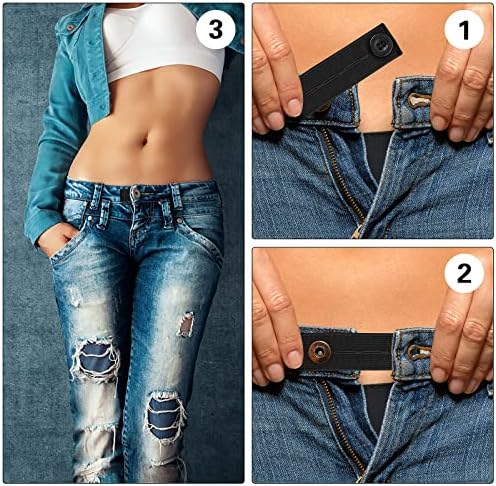 Prasacco 8 peças Extensas da cintura elástica para calças, expansores de cintura para homens Extensores de botão ajustável para homens para calças jeans Extender para mulheres e homens vestido de jeans