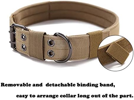Dream Dream Collar Tactical Dog, colar de cachorro militar ajustável com metal d anel e fivela