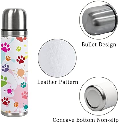 Vantaso Water Bottle Cute colorido pata de cachorro impressões de vácuo copo de parede dupla de parede dupla