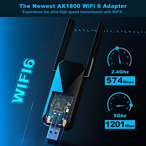 Adaptador USB WiFi 6 para PC, Ax1800 Usb3.0 Adaptador Wi -Fi sem fio para PC para desktop com antena de alto ganho 5G/2.4G, DONGE DE WIFI DOUNE