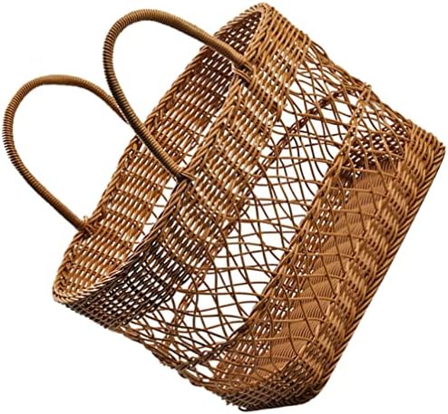 Cesta de piqueniques de piquenique de zerodeko com alças, imitação de cesta de cesto de cesta portátil