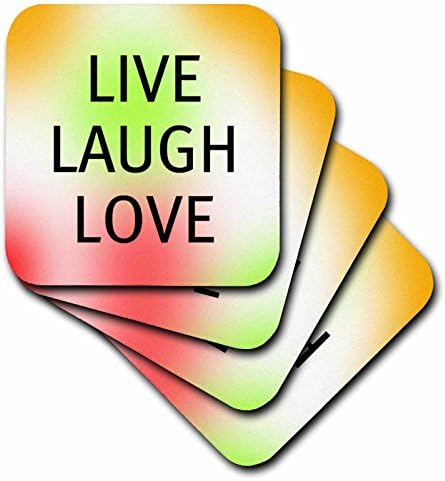 3drose LLC Pastel Live Laugh Love Inspirational Art Coaster, Soft, conjunto de 8