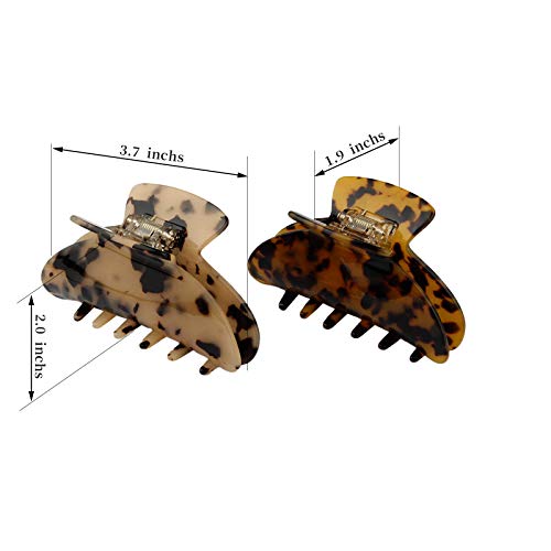 Jiris 2pcs 3,5 polegadas Cabras de cabelos clipes de banana tartaruga barrettes celulóide design francês barrettes celulóide leopardo imprimir grandes acessórios de moda para mulheres meninas