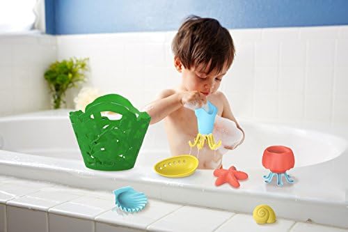 Green Toys Tide Bath Bath Set - 7 peças fingem jogo, habilidades motoras, banho de banho infantil flutuando