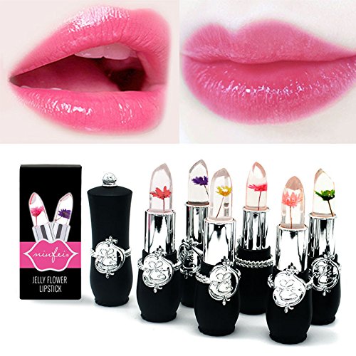 6 PCs Lipstick de flor seco Conjunto de cores Alteração do protetor labial hidrato Hidrato Cuidado