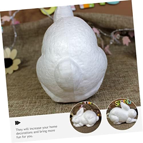 8 PCs Branco embrião branco coelho decoração de natividade ornamentos brancos acessórios domésticos em forma
