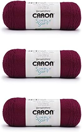 Caron Simply Soft Borgonha Yarn - 3 pacote de 170g/6oz - acrílico - 4 médio - 315 jardas - tricô/crochê