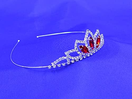 Ruby Red Princess Silver Rhinestone Crystal Prom Tiara Crown CT50