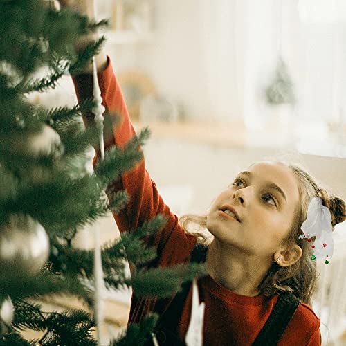 Madison Tyler 2pcs Cabelos elásticos de natal, ribans de fita verdes transparentes com jingle sells natal, presentes de férias para crianças e meninas.