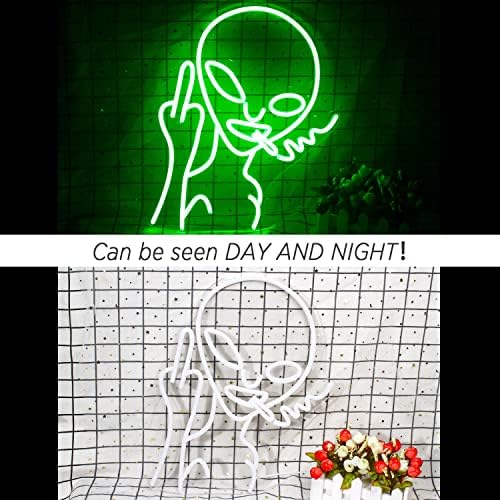 Sinais de néon alienígenas verdes letra LED Sinais de néon alienígena para decoração de parede,