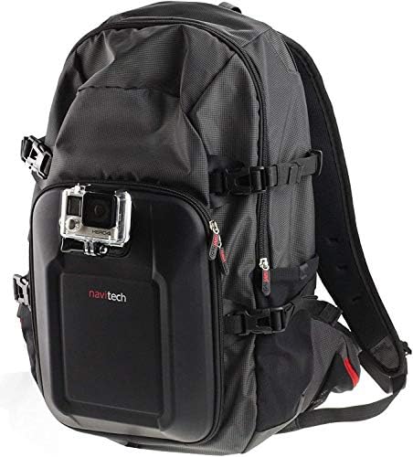 Navitech Action Camera Backpack e Gray Storage Case com cinta de tórax integrada - Compatível com a câmera de ação Pioneer Goextreme Pioneer