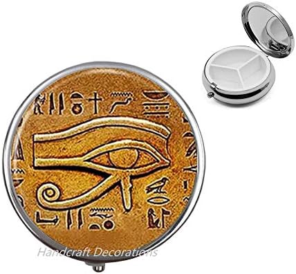 Caixa de pílula de vidro Caixa de comprimidos da caixa de comprimidos Hórus Caixa de comprimidos egípcia Jóias
