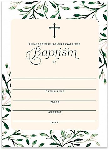 DB Party Studio Elegant Invites de batismo grande 5x7 Preencha o convite em branco de batismo com envelopes