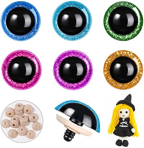 Olhos de segurança 240pcs 16 mm para amigurumi com arruelas 60 pares olhos de segurança plásticos brilhantes para os olhos de segurança de crochê para decorações de natal