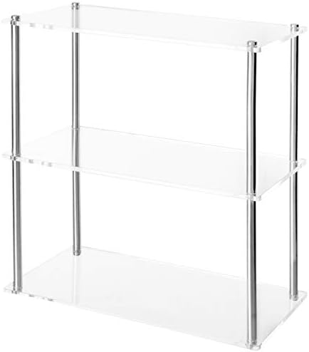 Mygift 3 Clear acrílico e metal exibição decorativa Display Stand Desktop Storage Shelf, banheiro em