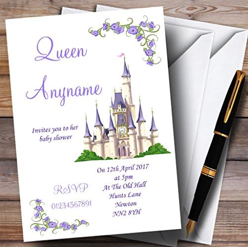 O card zoo roxo princesa castelo convites convites do chá de bebê