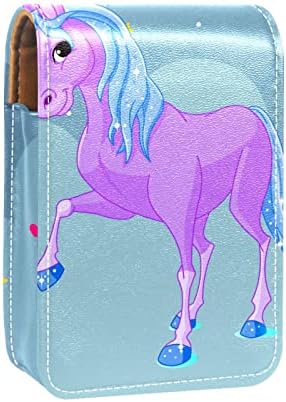Caixa de batom azul unicorn com espelho para o suporte de batom de bolsa se encaixa no bálsamo labial dos glosses labiais