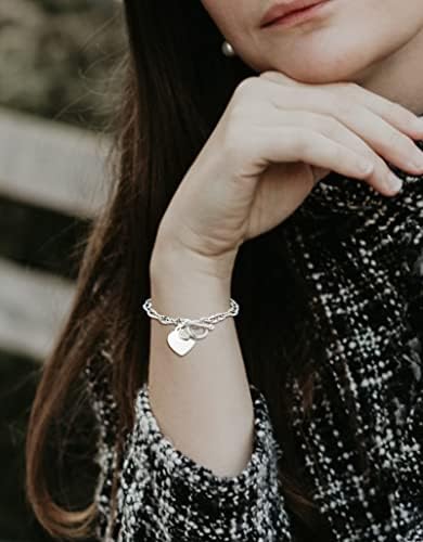 Pulseira de charme pulseira de aço inoxidável em forma de coração pulveira cúbica de zircão para mulheres meninas tomado de prata dourado